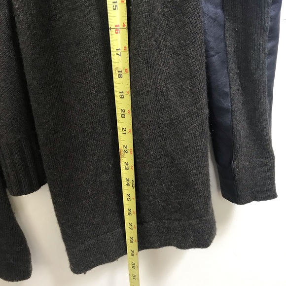 Danier Open Front Cardigan Sweater Leather Sleeves Slits Cashmere Wool Blend Top - Picture 13 of 13